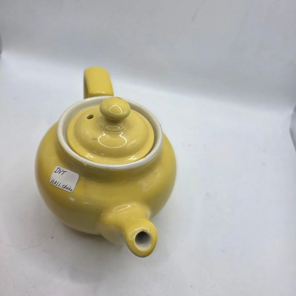 Vintage Hall China Yellow Teapot Ceramic Made in USA Mid Century Tea Pot